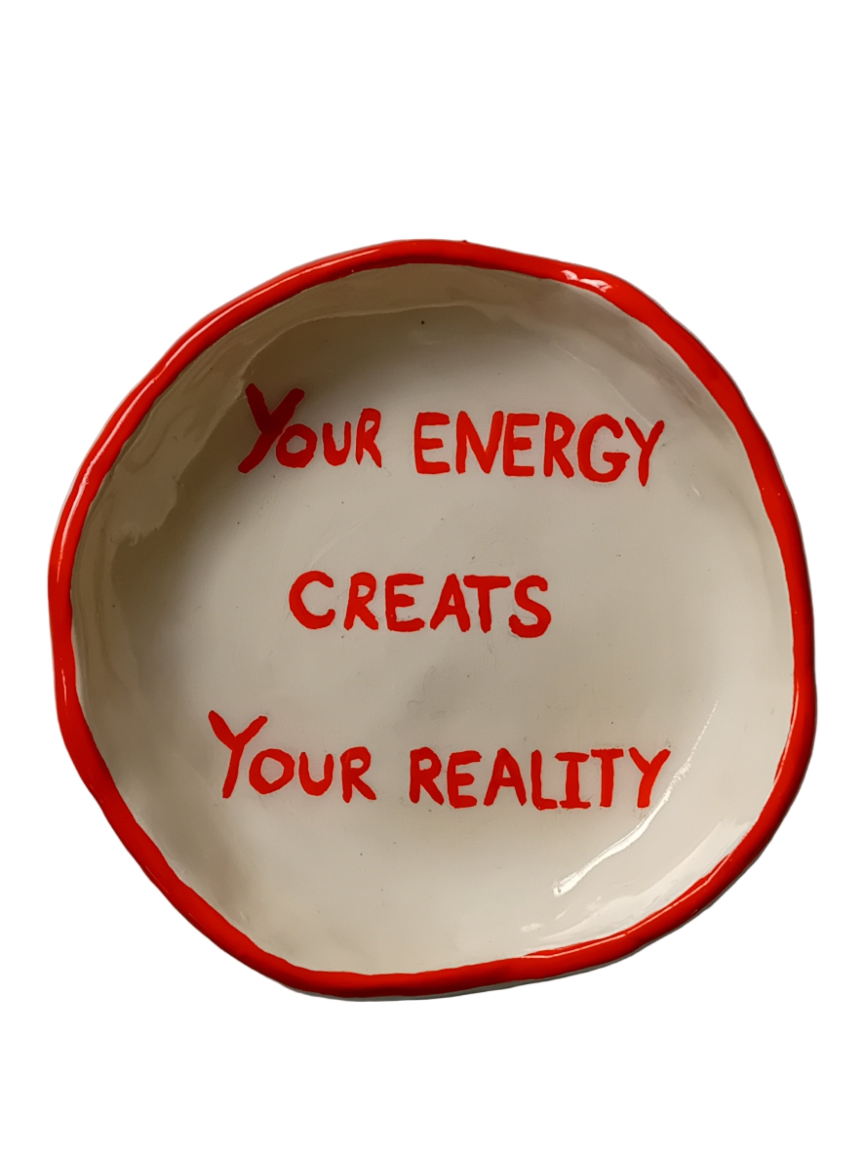 Atelier TM terre et Mot. Coupelle artisanale avec message positif, idéale comme cadeau bien-être, porte-bijoux ou décoration apaisante.